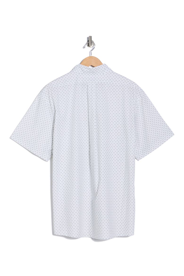 Sport Fit Geometric Print Short Sleeve Cotton Button-Down Shirt, Alternate, color, WHITE GREY