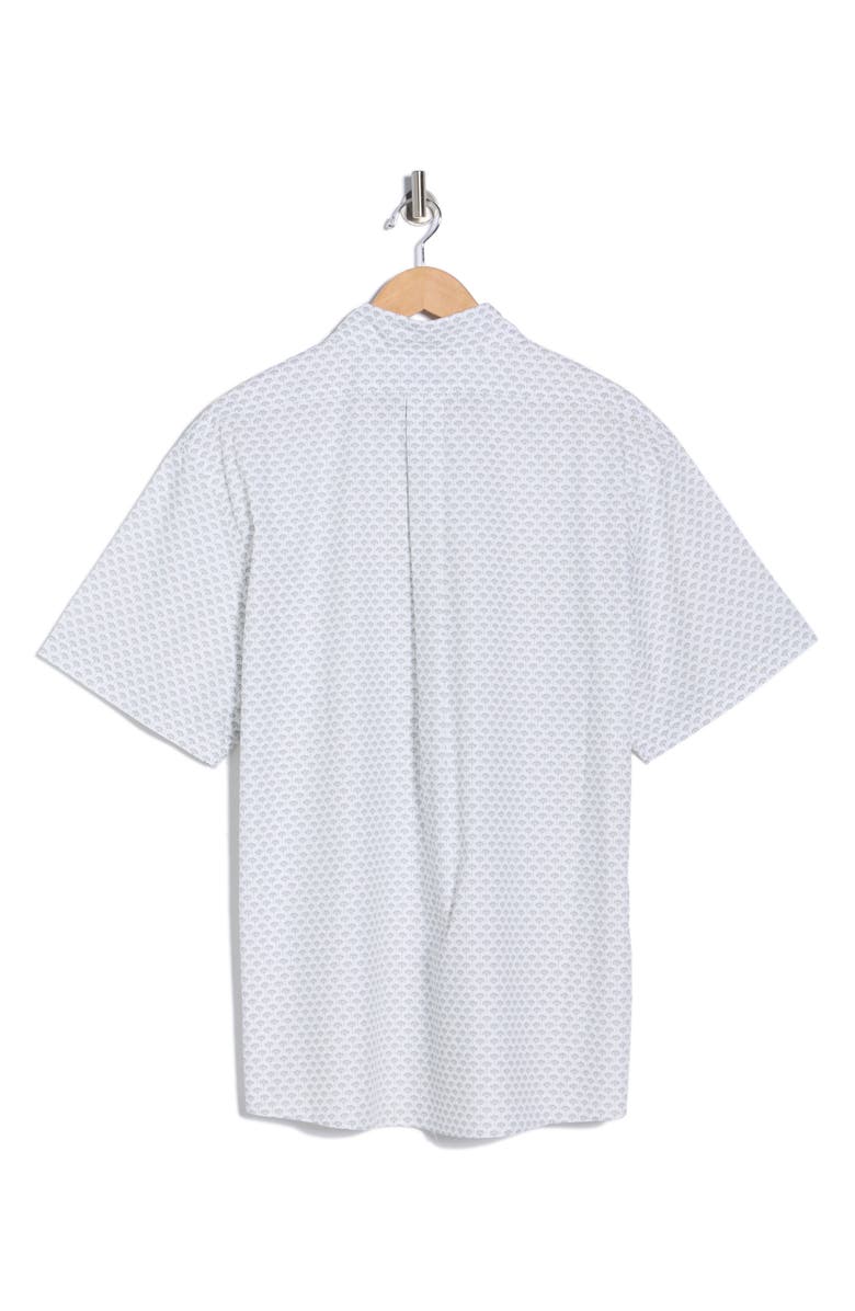 Brooks Brothers Sport Fit Geometric Print Short Sleeve Cotton Button-Down Shirt, Alternate, color, White Grey