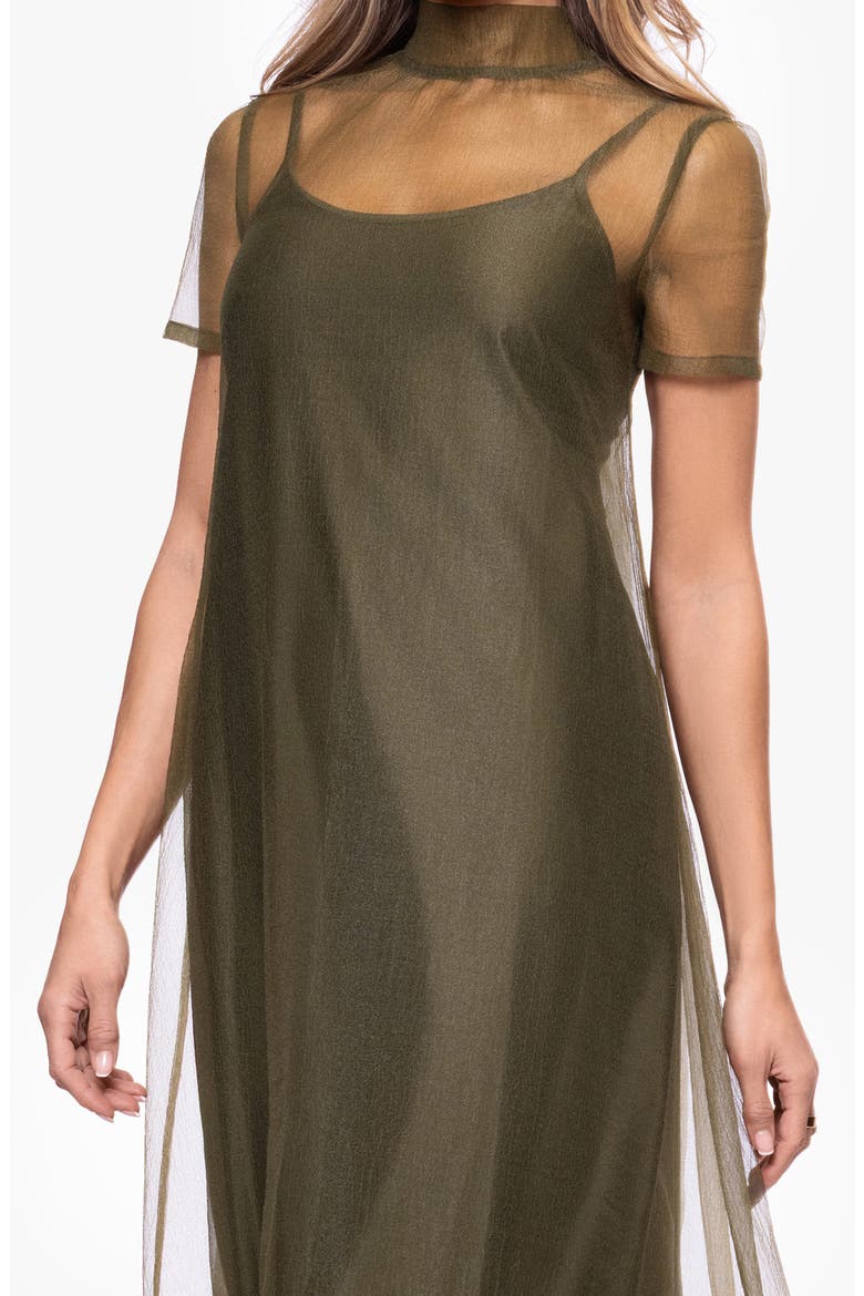Organza Overlay Gown, Alternate, color, OLIVE
