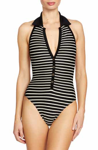 Robin Piccone Parker Stripe Rib One-Piece Swimsuit