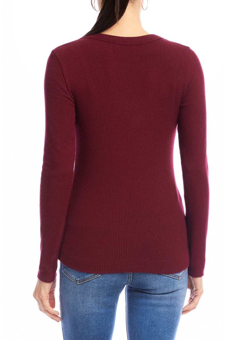 V-Neck Rib Top, Alternate, color, WINE