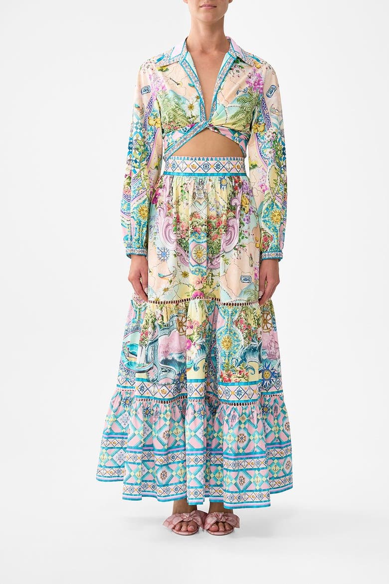 High Waisted Tiered Skirt Just Coasting, Main, color, Just Coasting