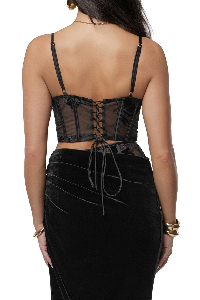 Velvet & Lace Bustier Camisole, Alternate, color, BLACK
