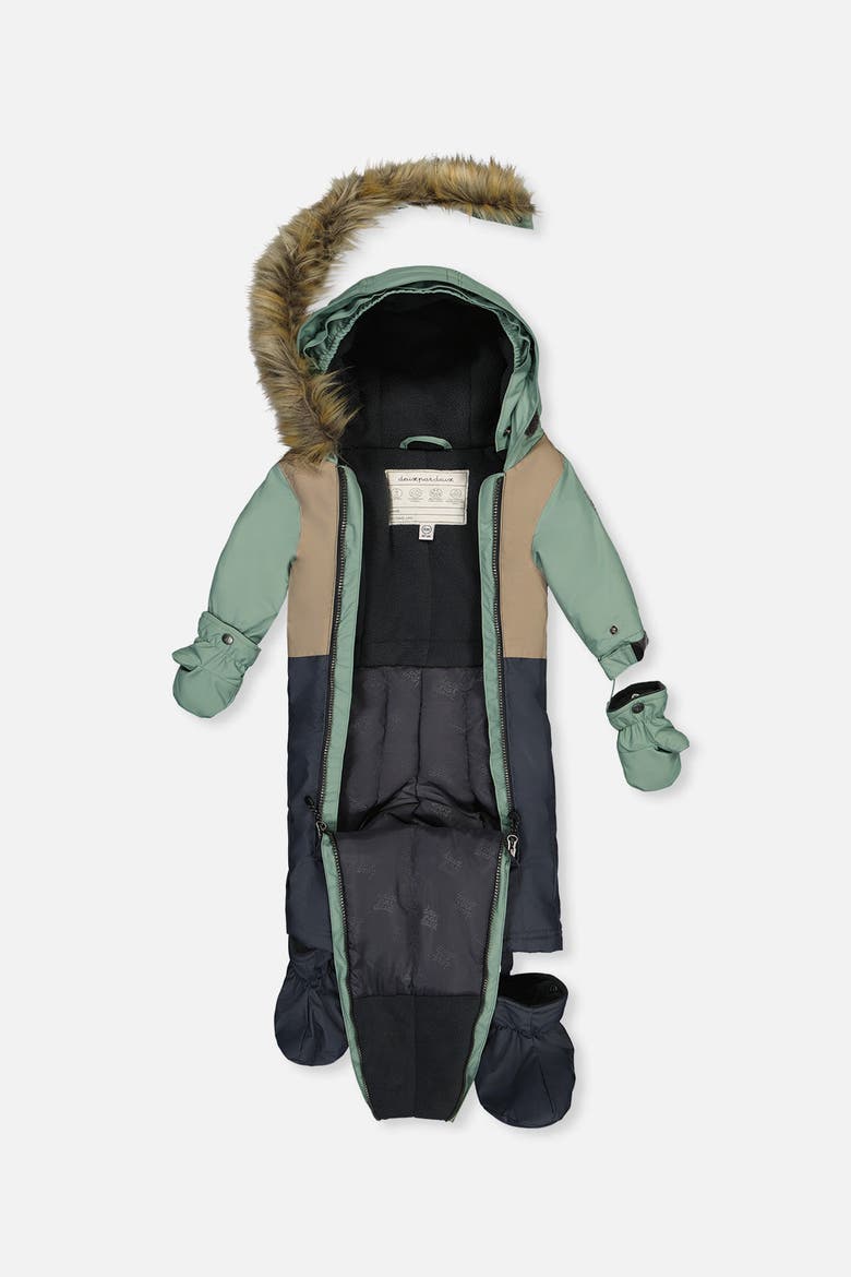 Play Car Seat Crotch Zipper Fleece Neckwarmer One Piece Snowsuit, Alternate, color, Cool Dark Grey