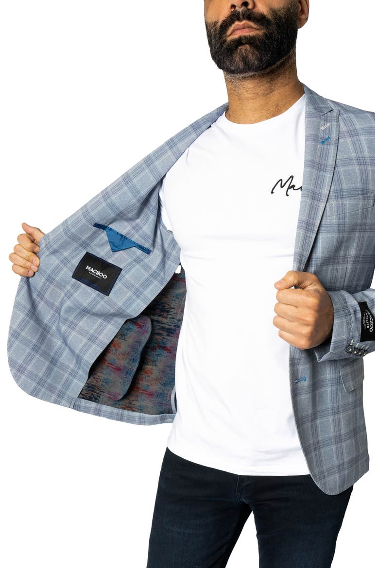 Descartes Unconstructed Plaid Brooksy Artic Blue Blazer, Alternate, color, BLUE