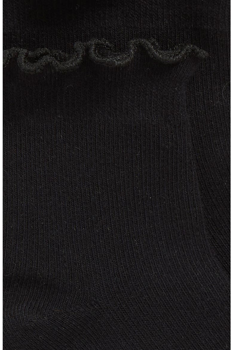 Billie Ruffle Mid Crew Socks, Alternate, color, BLACK