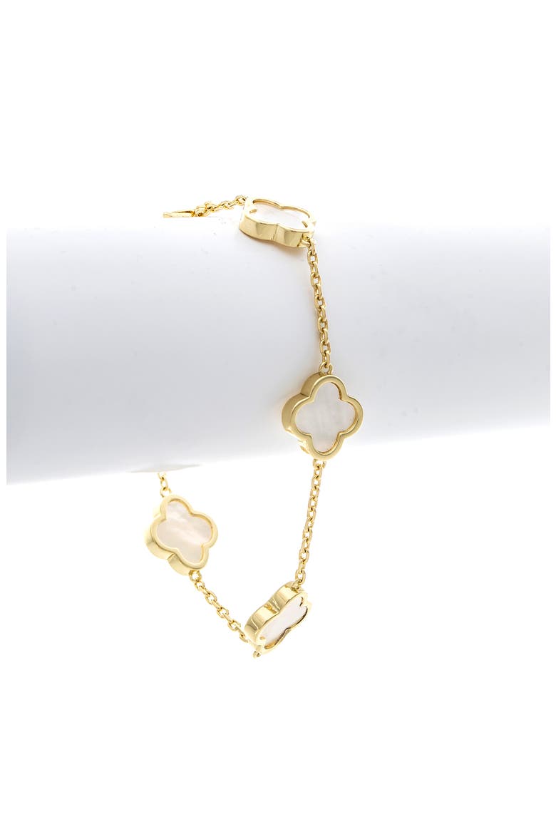 18K Gold Plated Clover Station Bracelet, Alternate, color, MOTHER OF PEARL