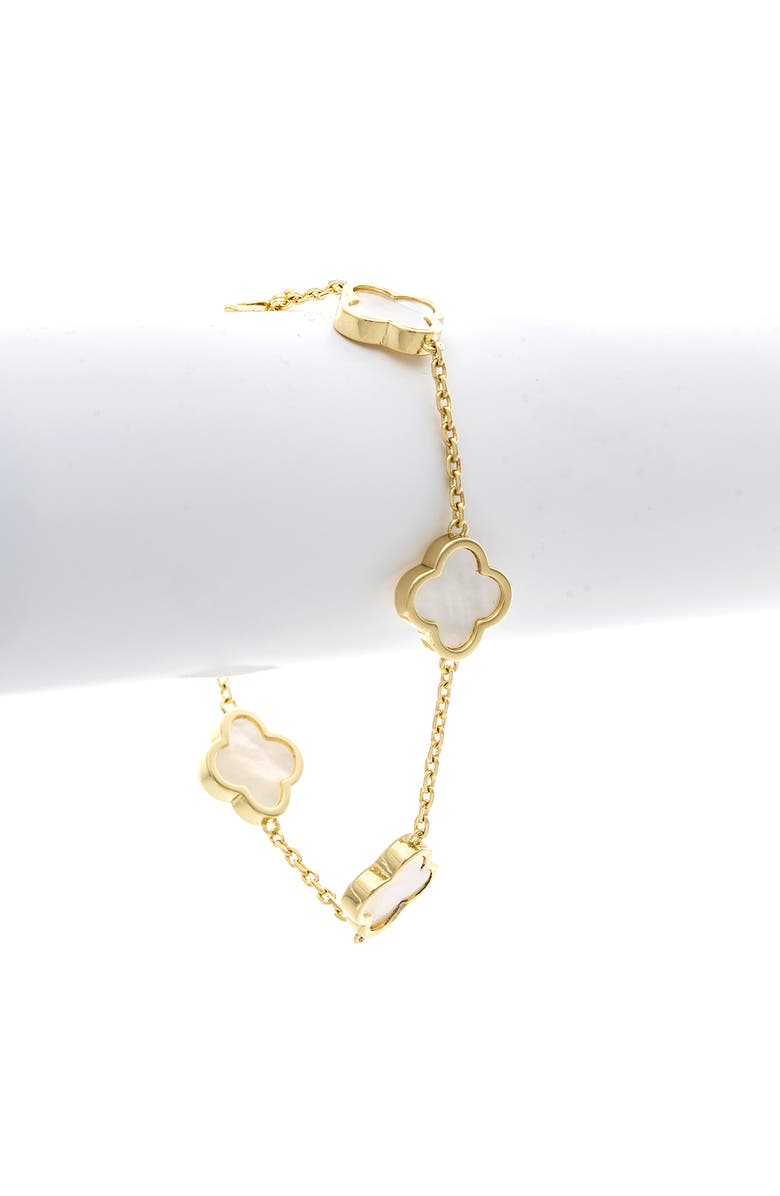 RIVKA FRIEDMAN 18K Gold Plated Clover Station Bracelet, Alternate, color, Mother Of Pearl