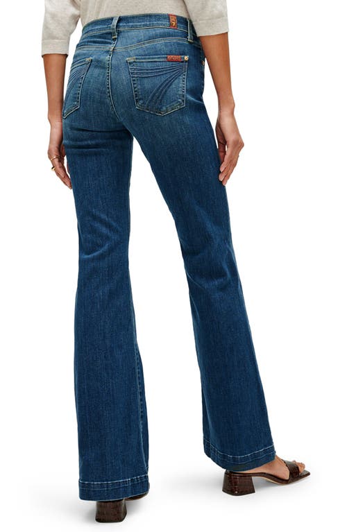 7 For All Mankind Dojo Mid Rise Wide Leg Trouser Jeans In Medium Melrose In Blue