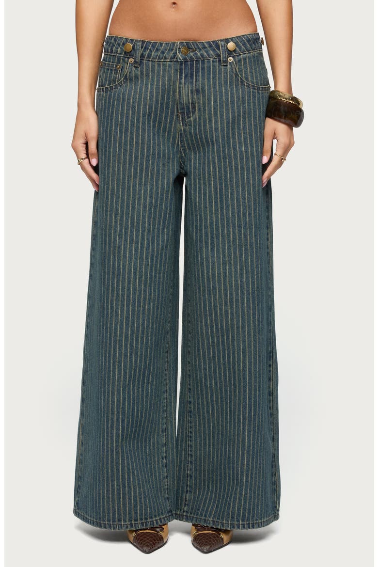 Pinstripe Wide Leg Low Rise Jeans, Main, color, BLUE-VINTAGE-WASHED