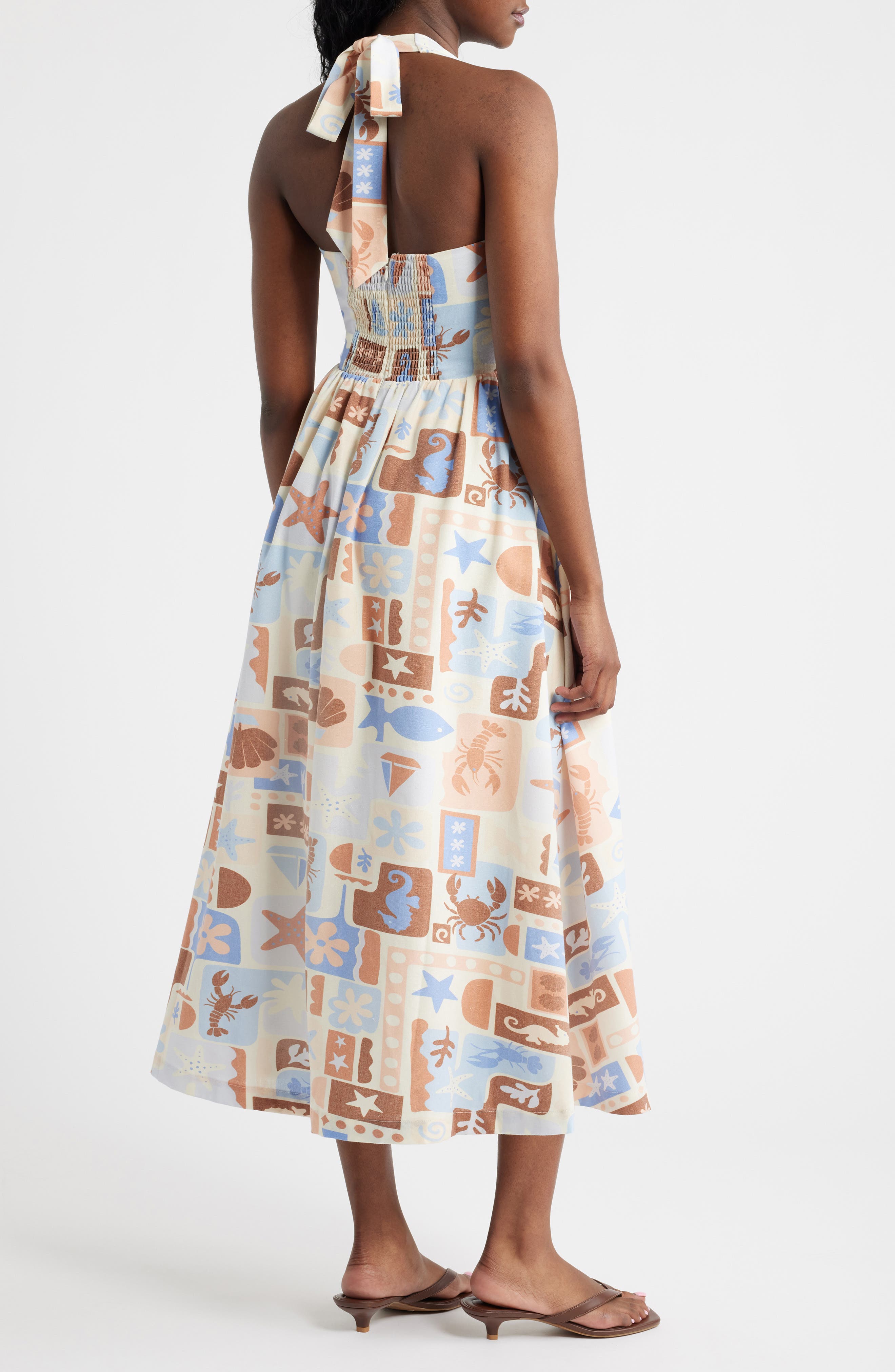 Beach Print Halter Sundress - image 2