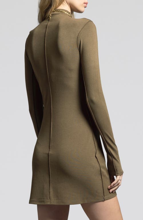 Weekend Los Angeles Marisol Long Sleeve Jersey Minidress In Dark Oregano