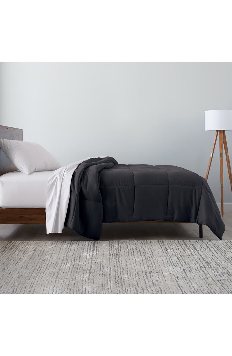 ELLA JAYNE HOME Microfiber Down-Alternative Solid Color Comforter, Alternate, color, Black