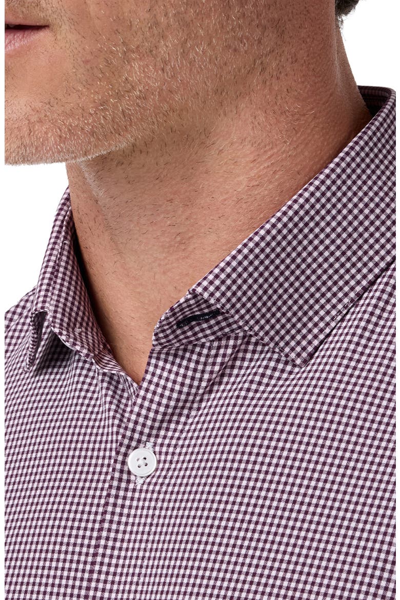 Leeward Trim Fit Gingham Performance Button-Up Shirt, Alternate, color, MERLOT PETER GINGHAM