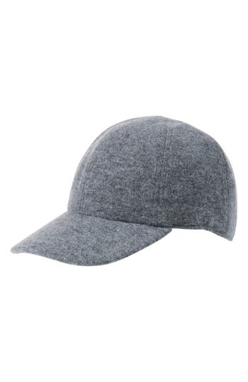 Amicale Wool & Cashmere Faux Shearling Lined Knit Baseball Cap In Gray