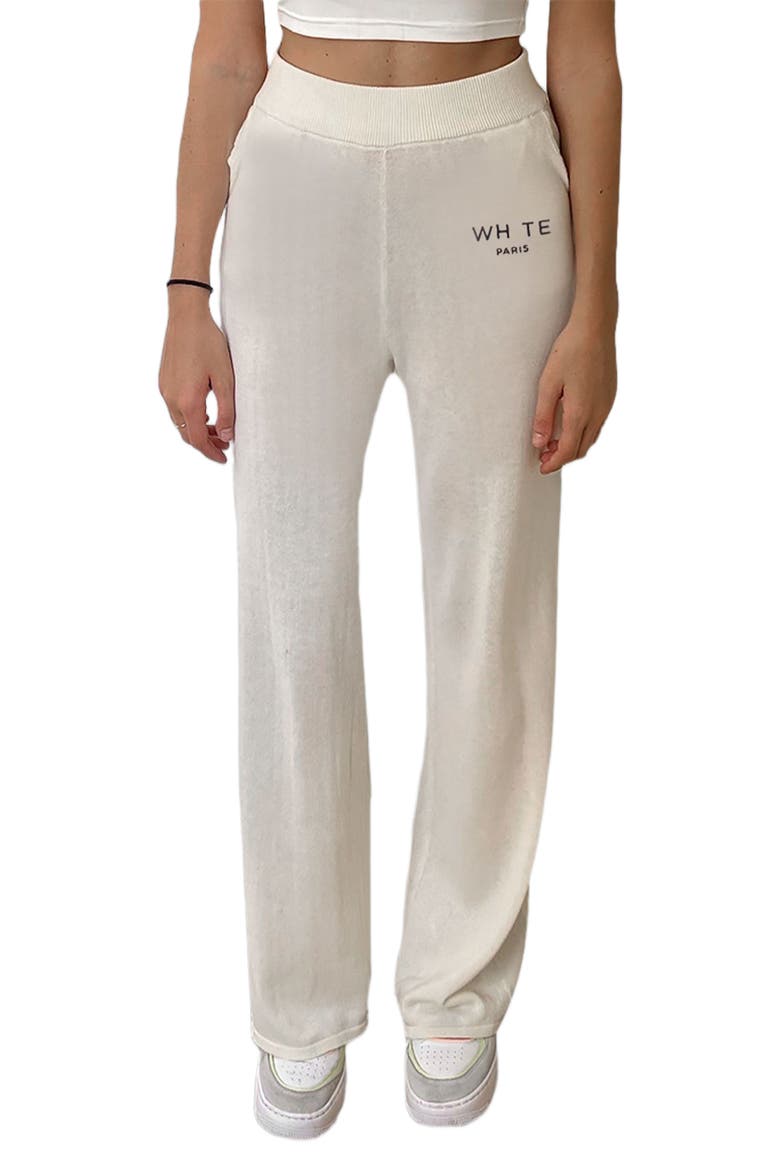 Whte High Waisted Wide Pants, Main, color, White