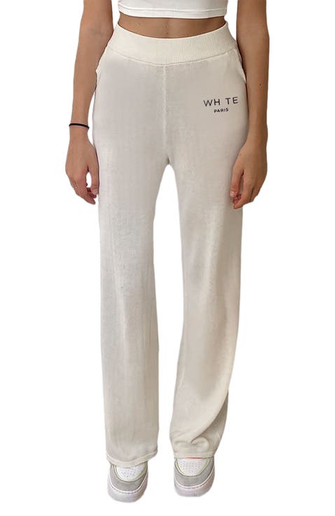 Whte High Waisted Wide Pants