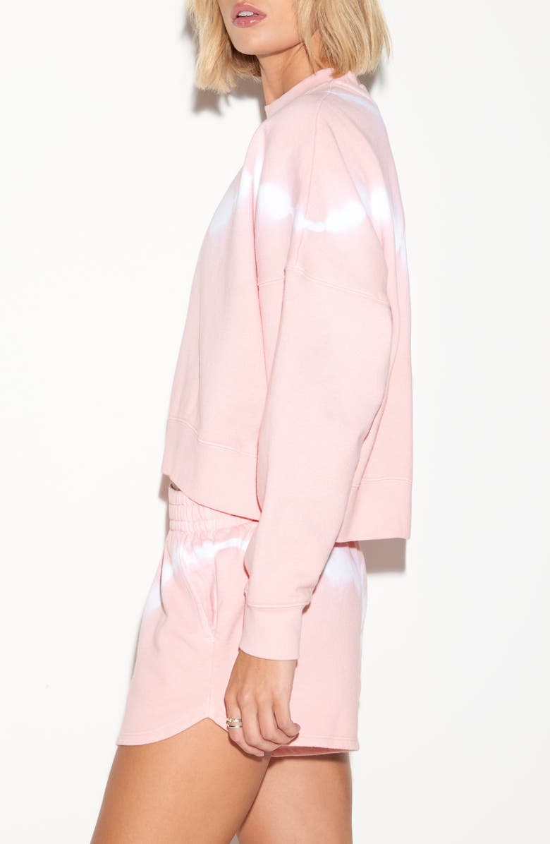 Spiritual Gangster Palisades Shibori Crewneck Cotton Sweatshirt, Alternate, color, Shell Pink