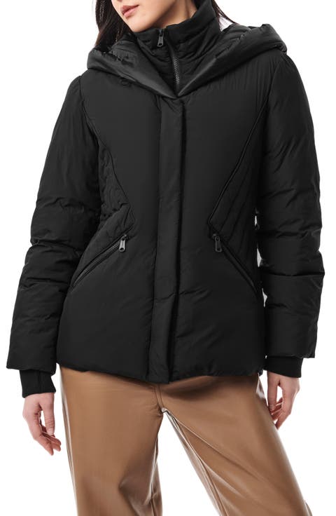 Shiny Hood Heavyweight Puffer Jacket with Bib