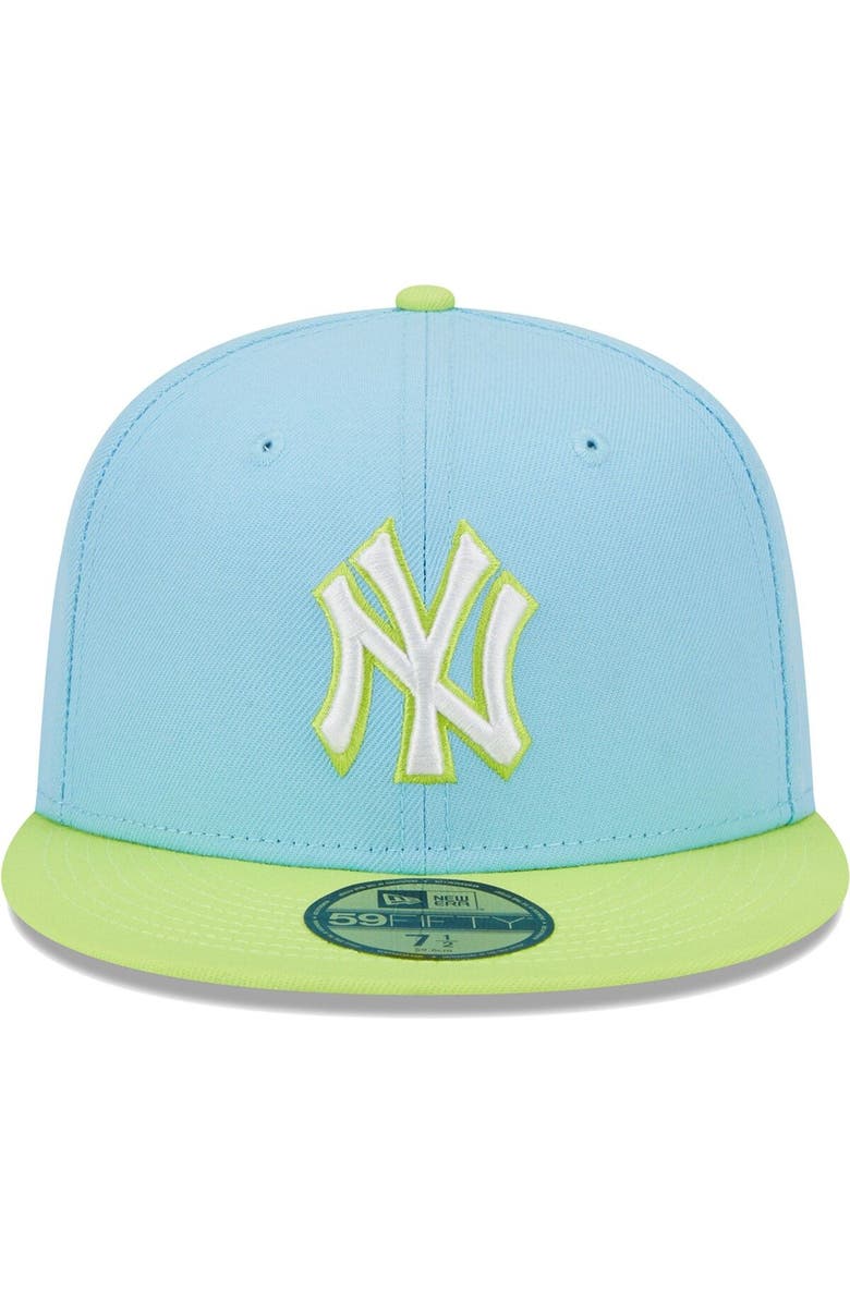 New Era Men's New Era Light Blue/Neon Green New York Yankees Spring Color Two-Tone 59FIFTY Fitted Hat, Alternate, color, 