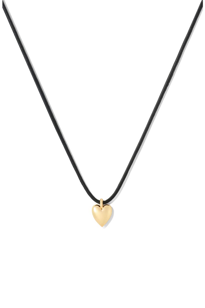 Puffy Heart Cord Choker Necklace, Alternate, color, YELLOW GOLD