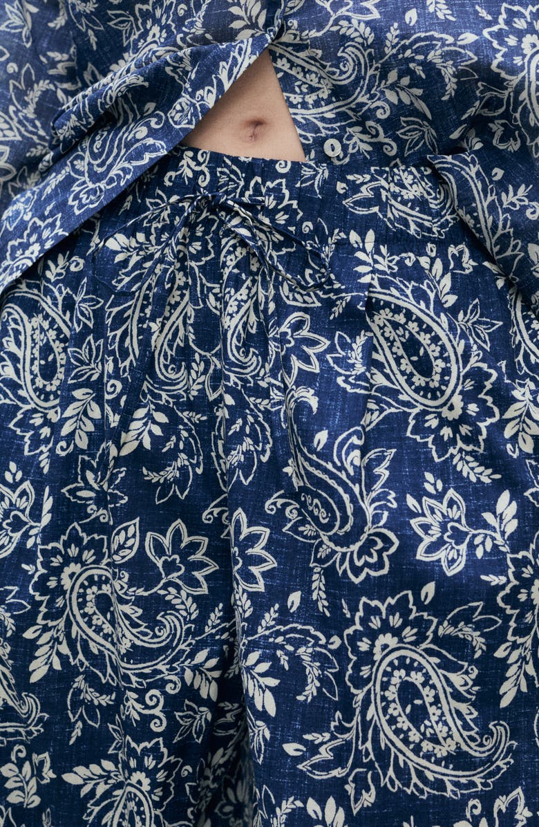 MANGO Print Cotton Pants, Alternate, color, Blue