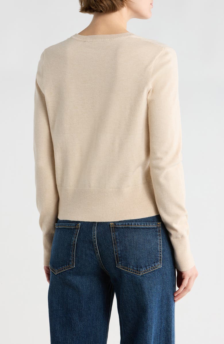 French Connection Covered Button Cardigan, Alternate, color, Oatmeal Mel