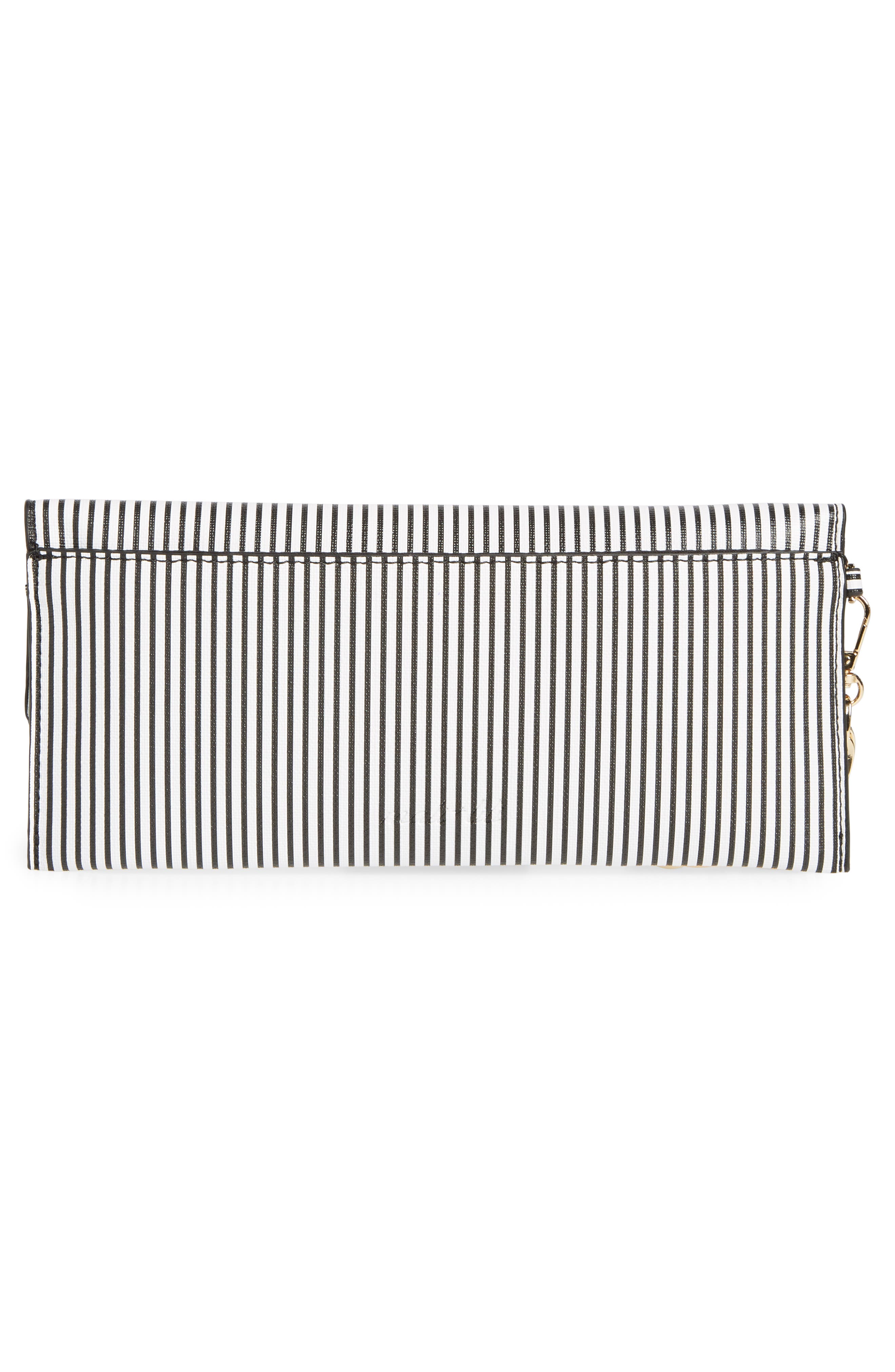 April Vegan Leather Wristlet, Alternate, color, BLACK/ WHITE STRIPE