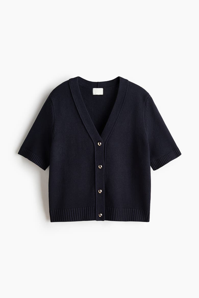 Short-sleeved Cardigan, Alternate, color, Navy blue