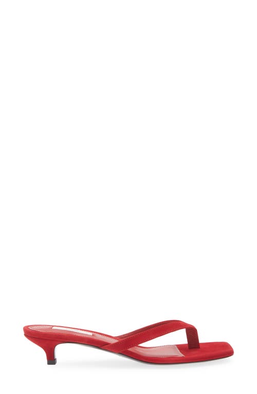 Totême Suede Heeled Flip Flops Scarlet In Scarlet