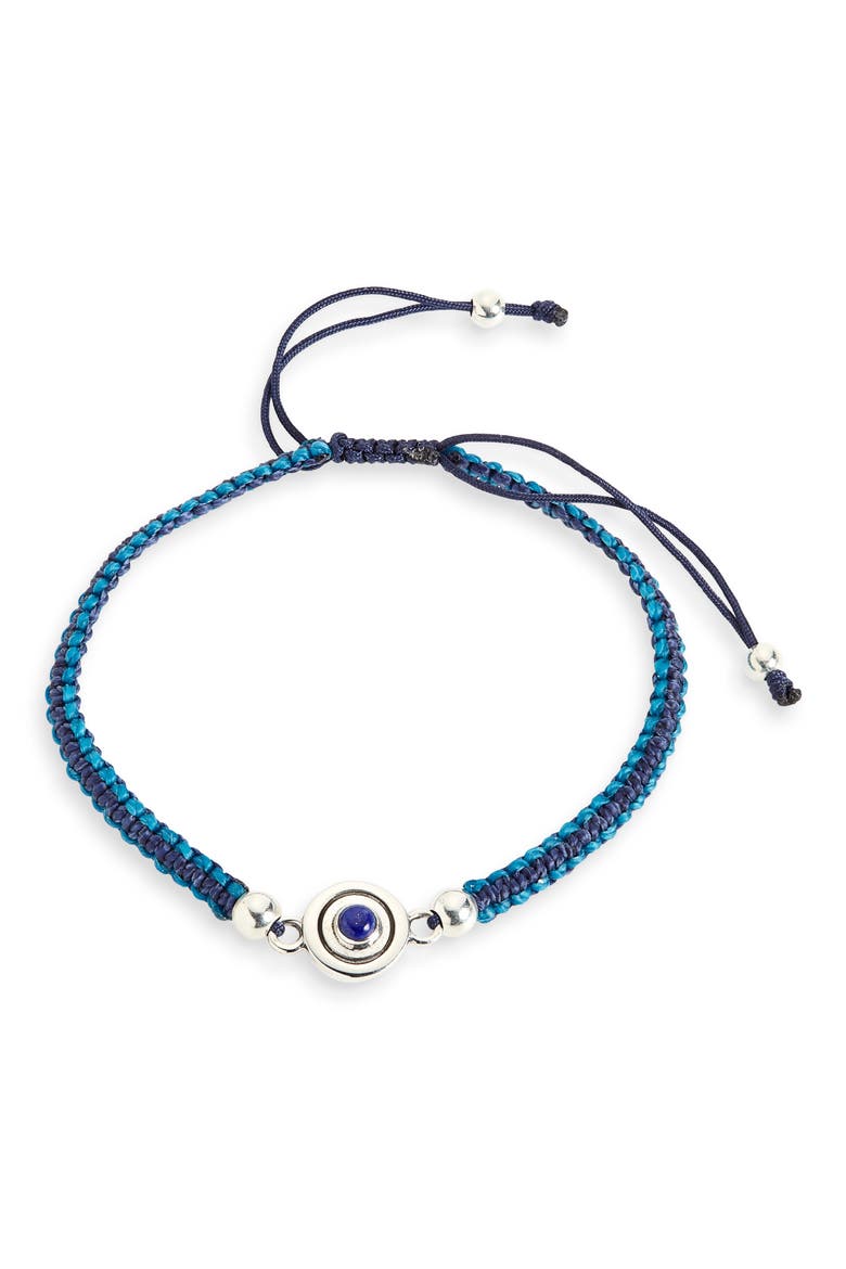 Men's Reversible Evil Eye Macramé Bracelet, Main, color, BLUE TOPAZ LAPIS
