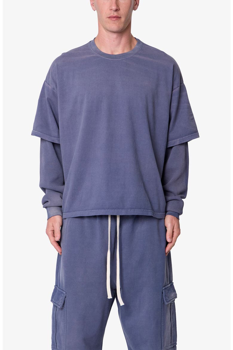 Layered Thermal Long Sleeve T-Shirt, Main, color, WASHED NAVY