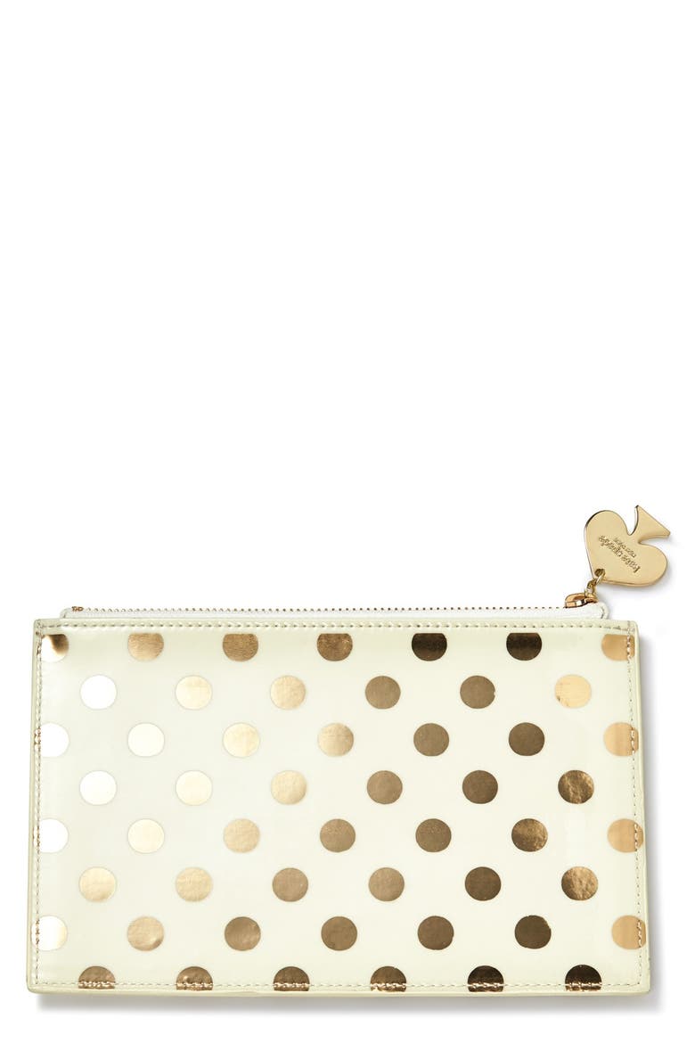 foil dot pencil pouch set, Main, color, GOLD DOTS