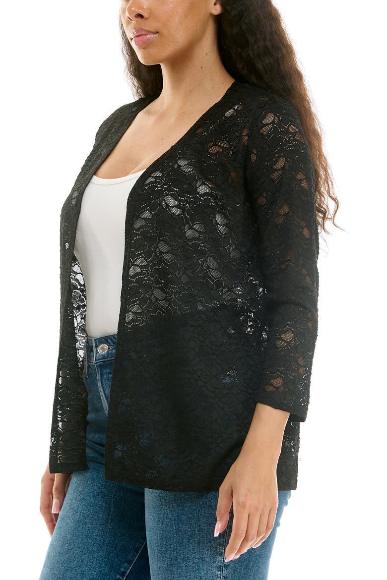 Lace Cardigan, Alternate, color, BLACK