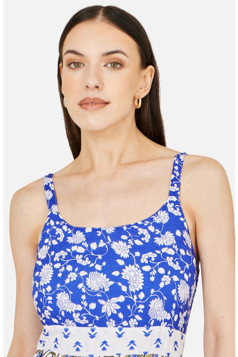 Patchwork Print Tiered Maxi Dress, Alternate, color, Blue