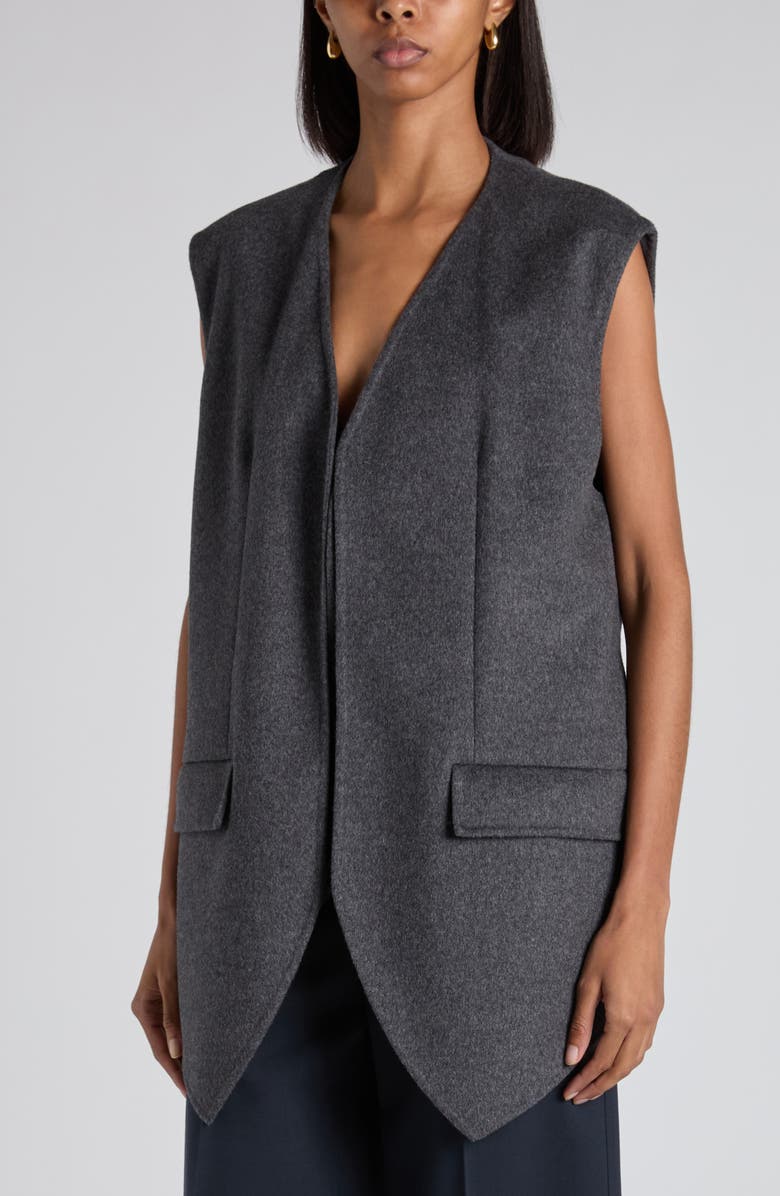 Bottega Veneta Layered Double Face Wool Vest, Alternate, color, 1307 Charcoal Melange