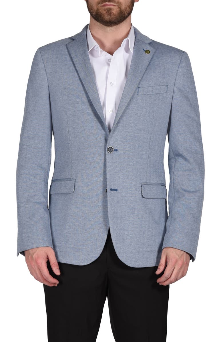 CRICKETEER Herringbone Stretch Sport Coat, Main, color, Navy