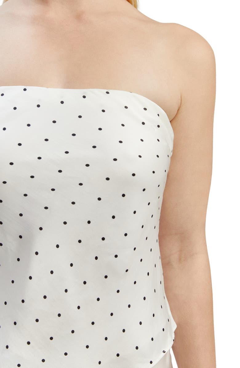 Bardot Jaida Polka Dot Strapless Satin Top, Alternate, color, 