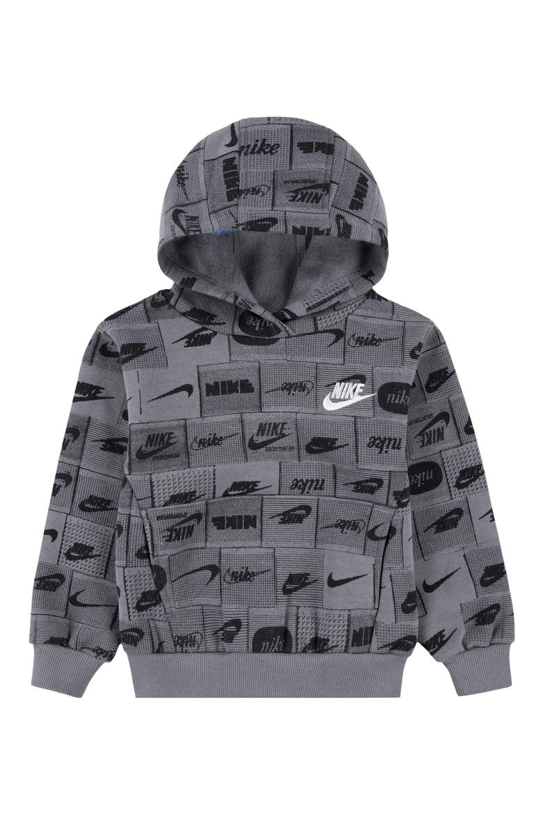 Kids' Logo Print Fleece Hoodie, Main, color, SMOKE GREY