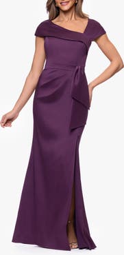Xscape Evenings Asymmetric Neck Stretch Mikado Gown