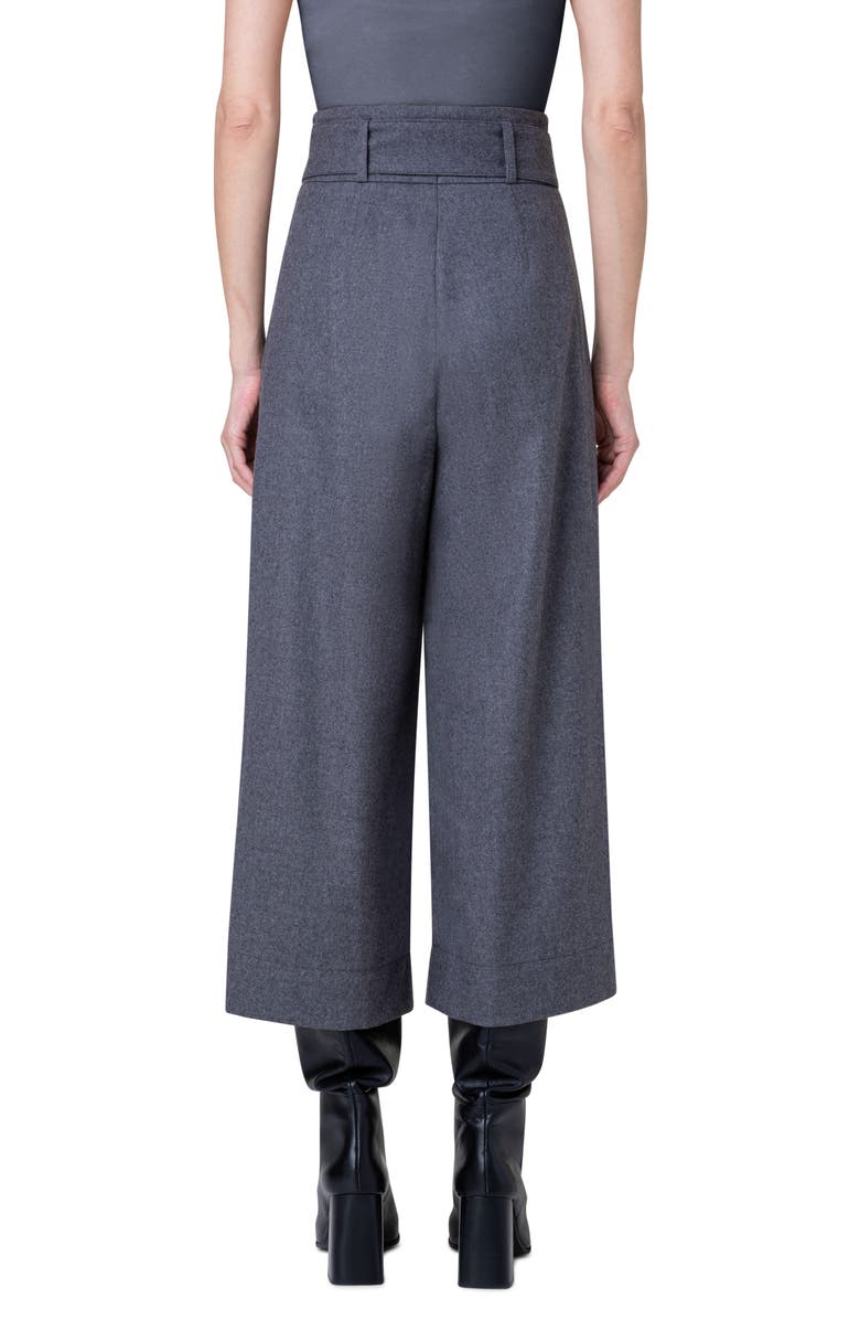 Akris punto Fiorella Belted Virgin Wool Flannel Culottes, Alternate, color, 