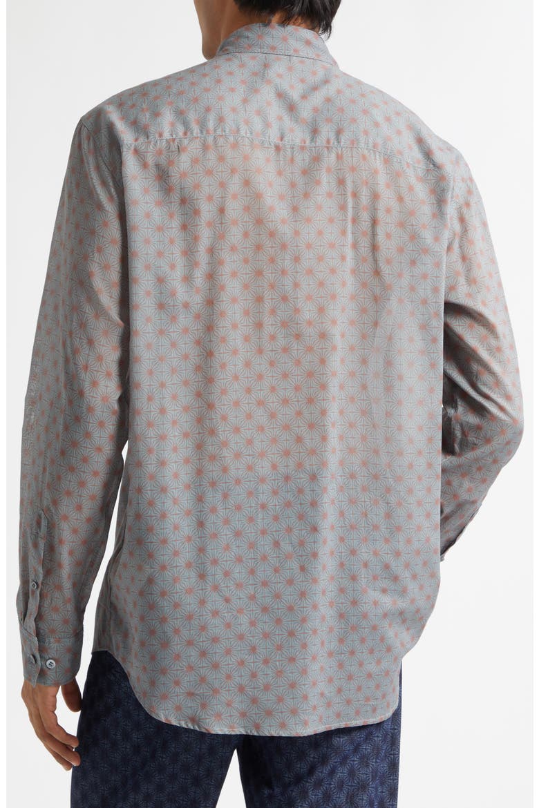 Caper Print Cotton Poplin Button-Up Shirt, Alternate, color, STEEL