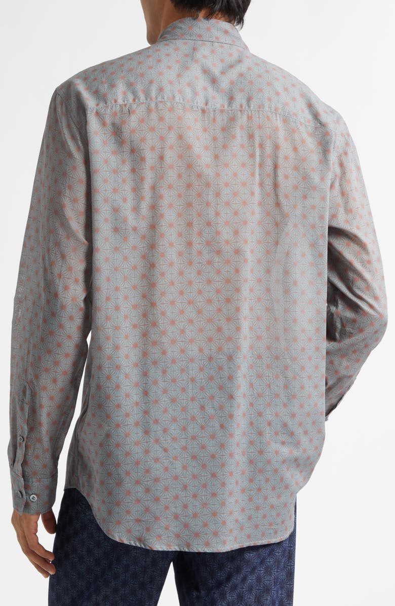 Dries Van Noten Caper Print Cotton Poplin Button-Up Shirt, Alternate, color, Steel