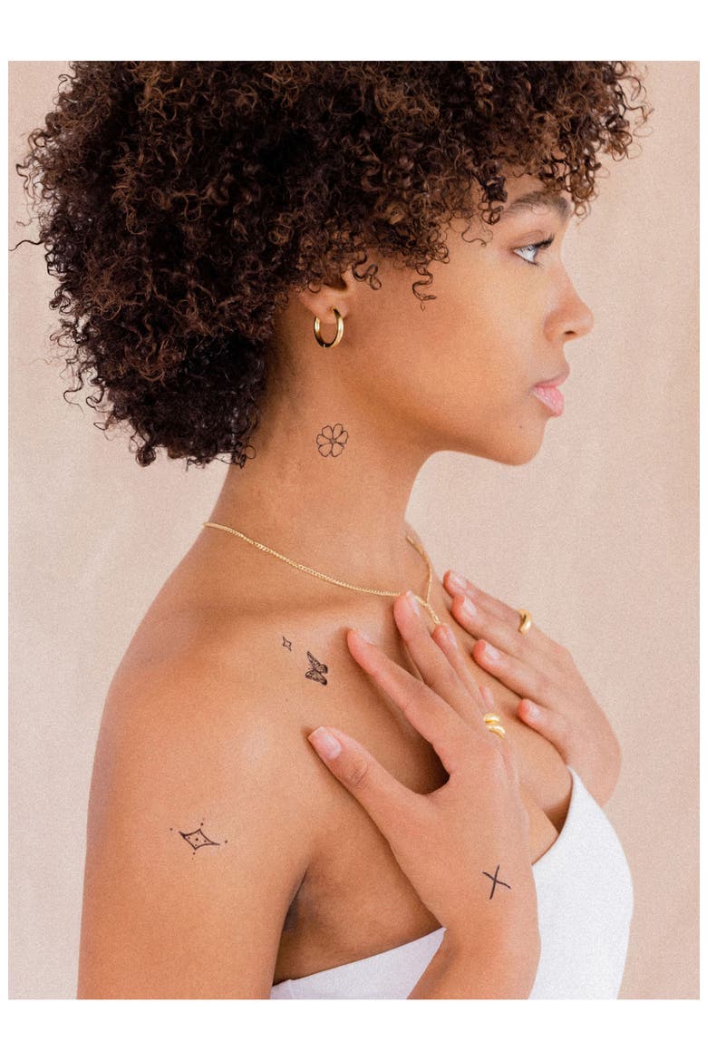Linear Temporary Tattoos, Alternate, color, BLACK