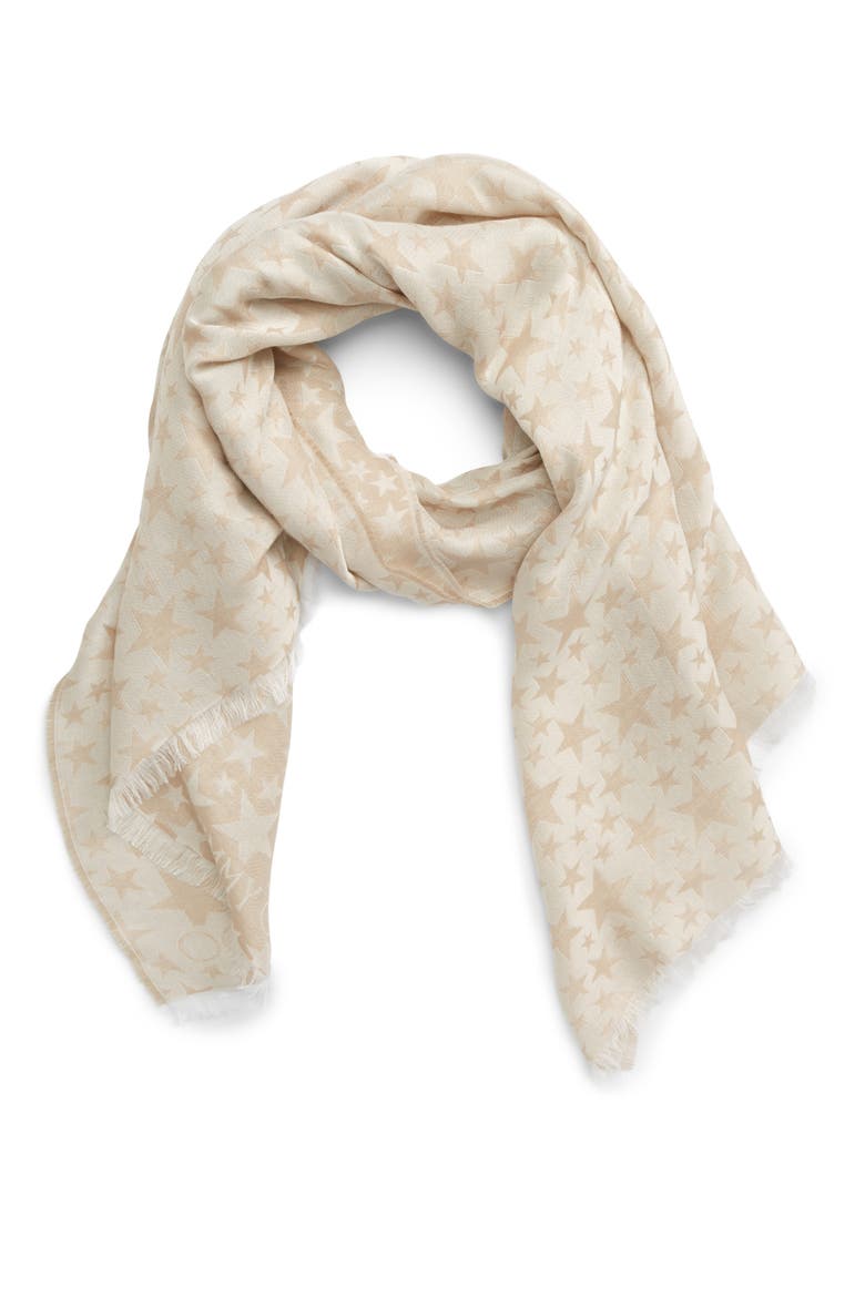 Star Logo Woven Scarf, Alternate, color, NUDE