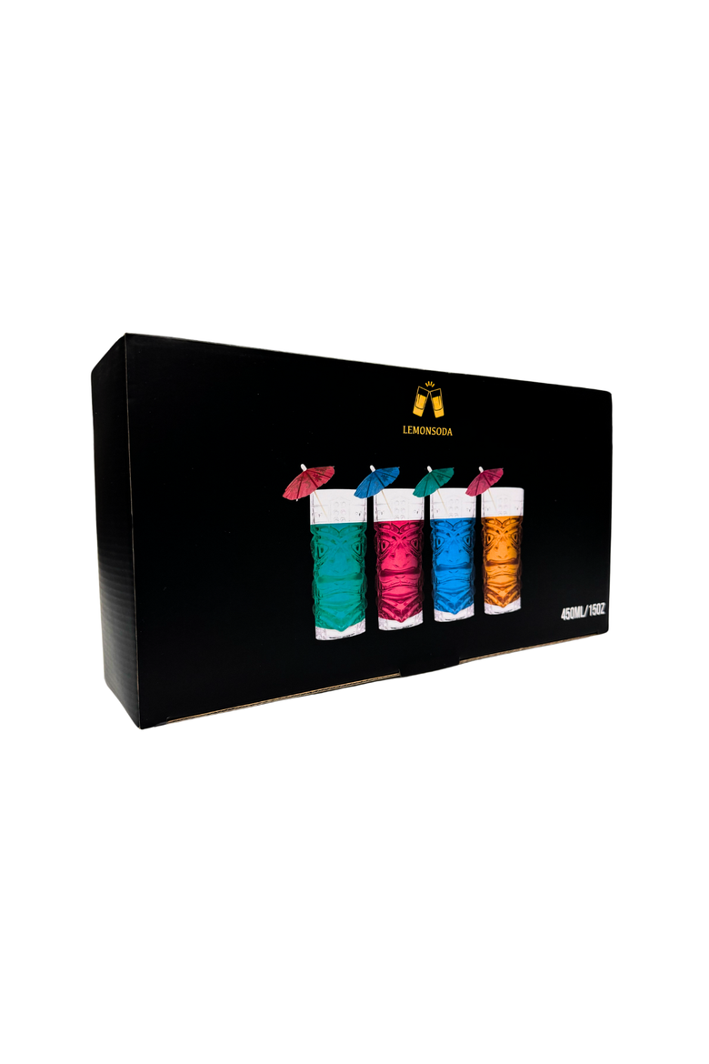 Clear Tiki Glasses - 450 ML - Set of 4, Alternate, color, Clear