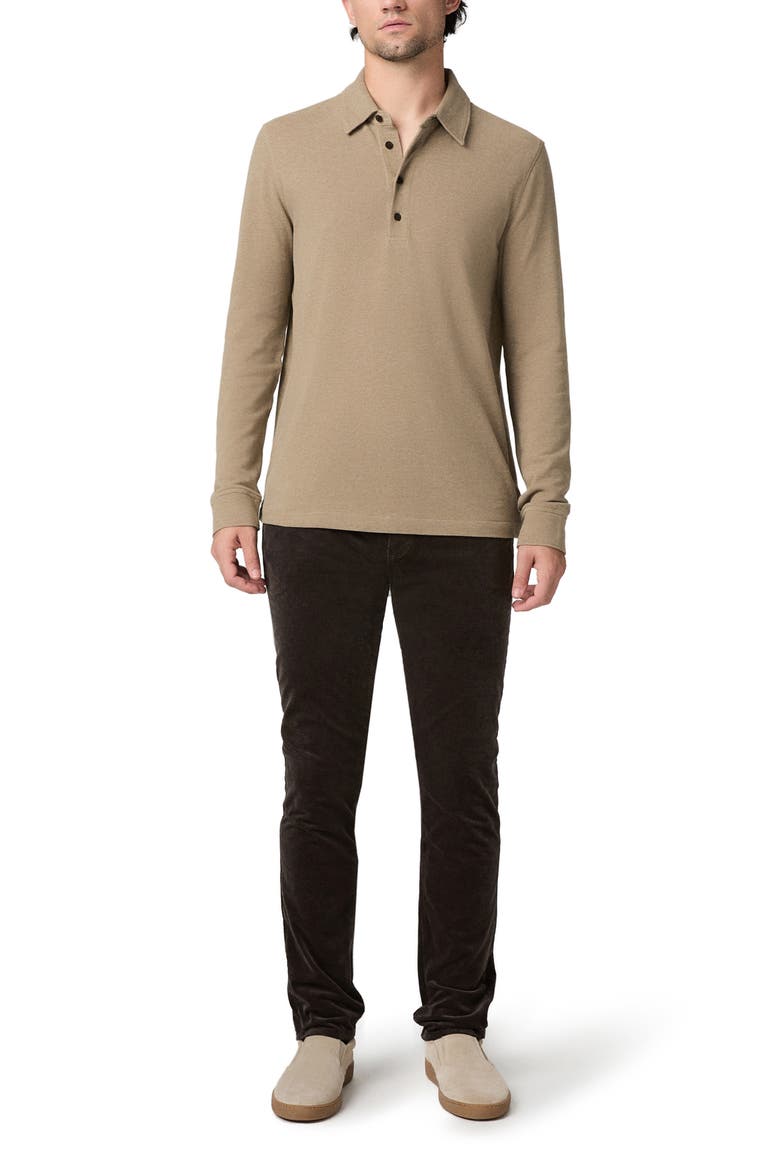 Ballard Long Sleeve Polo, Alternate, color, LIGHT HEATHER BROWN