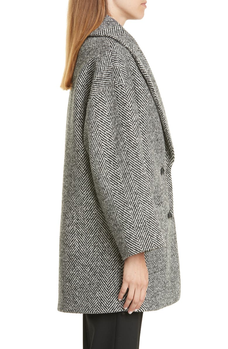 RED Valentino Oversize Double Breasted Herringbone Tweed Coat, Alternate, color, 