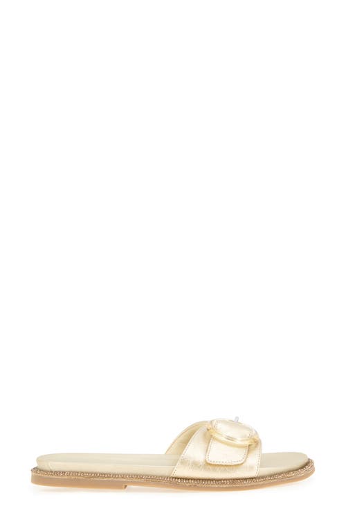 Reaction Kenneth Cole Syrena Buckle Slide Sandal In Soft Gold