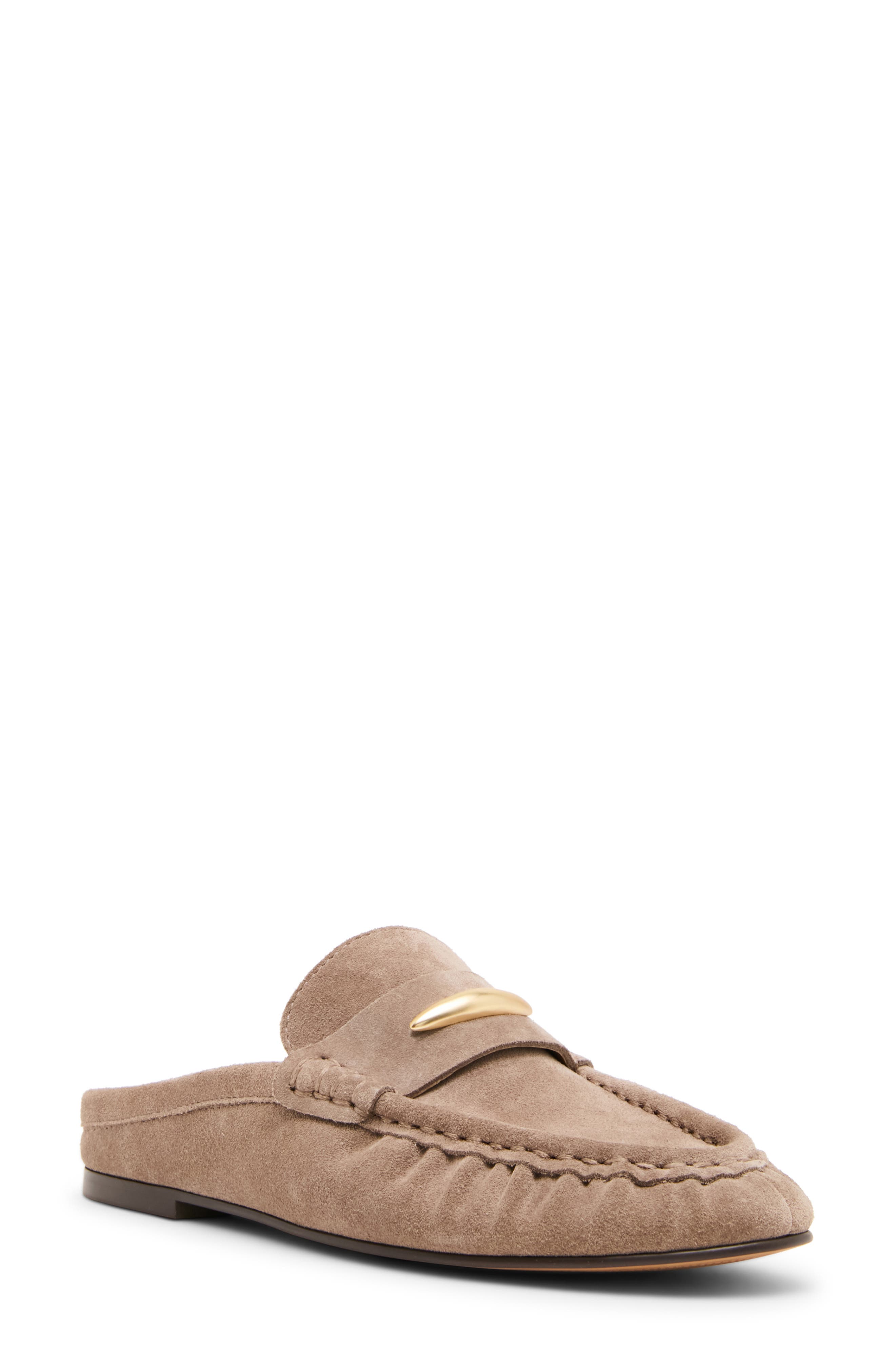 Rixy Metal Crescent Mule, Main, color, TAUPE SUEDE